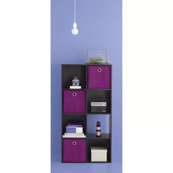 11 in 8 Cube Organizer Shelf - Room Essentials™ Compatible with 11" storage bins. Weight capacity is 15lb s per cube shelf. When used vertically, top shelf weight capacity is 40lbs When used horizontally, top shelf weight capacity is 50lbs Required tools- Screwdriver, hammer