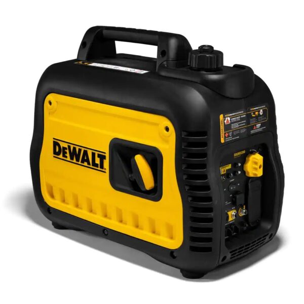 DeWALT Portable Inverter Generator, 2200 Watt PMC172200 CO Protect technology -stops, alerts, saves, powerful protection against hazardous carbon monoxide Clean Inverter technology - provides clean, stable power ideal for tools, sensitive electronics and appliances Compact and lightweight makes transportation easy on the jobsite with built-in handle 11-hours of run time at 25% load with integrated 1 Gal. fuel tank (run times will vary based on load and altitude) DEWALT 80cc OHV engine with Auto Throttle and low oil shutdown that automatically safeguards the engine from incurring damage Quiet and conversation friendly, fully enclosed design dramatically reduces noise levels and meets National Park Service campground noise requirements Economy Mode automatically adjusts engine speeds to save fuel and reduce sound emissions Integrated off/run/choke knob simplifies startup procedures LED indicators alert you when unit is low on oil, overloaded or ready-to-use One 120-Volt 20 Amp OSHA compliant GFCI receptacle, one 12-Volt DC 8 Amp, one 1.5 amp USB port to charge mobile devices Parallel ready allows you to connect two inverter generators for twice the power Covered outlets provide added protection from the environment