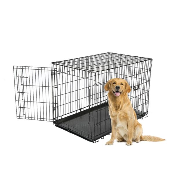 Master Paws® Extra Large Wire Dog Kennel - 42 x 28 x 31 Give your dog a safe place to go with Master Paws Single Door Crate. Whether you're away or crate training, Master Paws is safe and secure with a slide-bolt latch for maximum security. Assembly is easy and does not require any tools - simply unfold and lock in place. Master Paws Dog Crate also comes with convenient carrying handles for easy portability and a ABS plastic pan. Master Paws offers Single Door Dog Crates in multiples sizes for dogs ranging in weight from 11 pounds to 90 pounds.