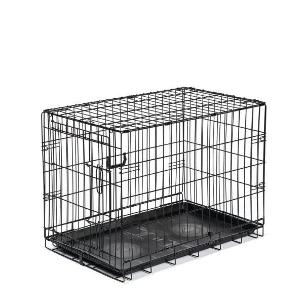 Master Paws® Medium Wire Dog Kennel - 30 x 19 x 22 Give your dog a safe place to go with Master Paws Single Door Crate. Whether you're away or crate training, Master Paws is safe and secure with a slide-bolt latch for maximum security. Assembly is easy and does not require any tools - simply unfold and lock in place. Master Paws Dog Crate also comes with convenient carrying handles for easy portability and a ABS plastic pan. Master Paws offers Single Door Dog Crates in multiples sizes for dogs ranging in weight from 11 pounds to 90 pounds.