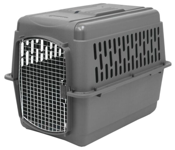 Plastic Pet Carrier - 36 x 25 x 27 Strong, durable carrier made with reinforced plastic Ventilated on all sides for maximum pet comfort Airline approved both domestically and internationally Features an easy-to-use, secure door Easy assembly with no tools required Made in the USA with US and global parts Color May Vary