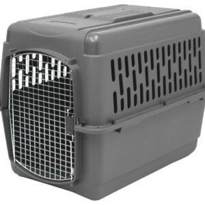 Plastic Pet Carrier - 40 x 27 x 30 Strong, durable carrier made with reinforced plastic Ventilated on all sides for maximum pet comfort Airline approved both domestically and internationally Features an easy-to-use, secure door Easy assembly with no tools required Made in the USA with US and global parts Color May Vary