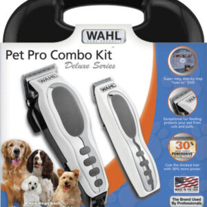 WAHL® Deluxe Pet Pro Combo Kit The WAHL® Deluxe Pet Pro Combo Kit is great for trimming, touch ups and full-body grooming. The kit includes the pet clipper, pet trimmer for paws, face and ears, guide combs, scissors, mirror, oil, carry case and instructional how-to-groom DVD.