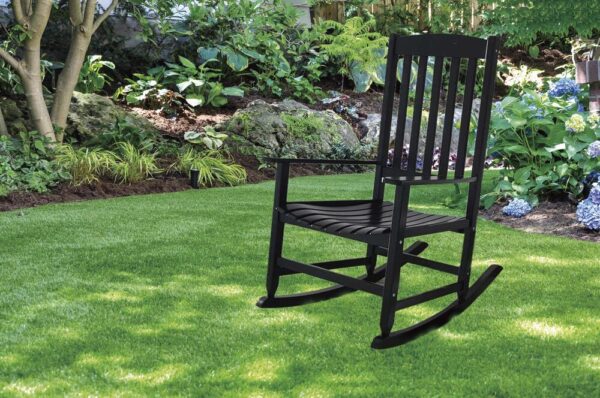 Backyard Creations Black Wood Rocking Patio Chair