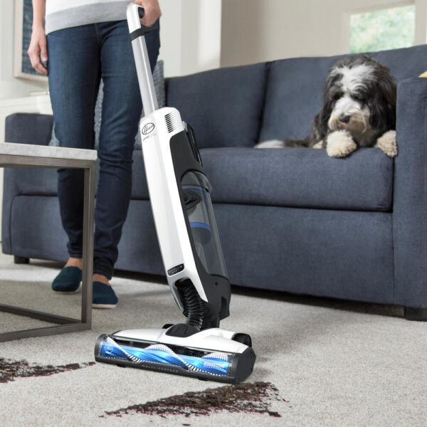 Hoover® ONEPWR™ Evolve Pet Cordless Vacuum The ONEPWR™ Evolve Pet delivers lightweight, cordless, everyday convenience, ideal for those with furry friends at home. This compact and lightweight design brings you the easiest clean, weighing less than nine pounds when you carry it from room to room, while it only feels like two pounds. Lift all the embedded dirt and pet hair from your carpet or your hard floors and maneuver around furniture without worrying about a cord. Plus, enjoy three times more capacity than a stick vacuum so you don't have to empty all that puppy hair and dirt every few minutes. Equipped with an antimicrobial brush roll and a pet odor filter, the ONEPWR™ Evolve Pet is the new solution to all the pet lovers looking for the ideal clean!